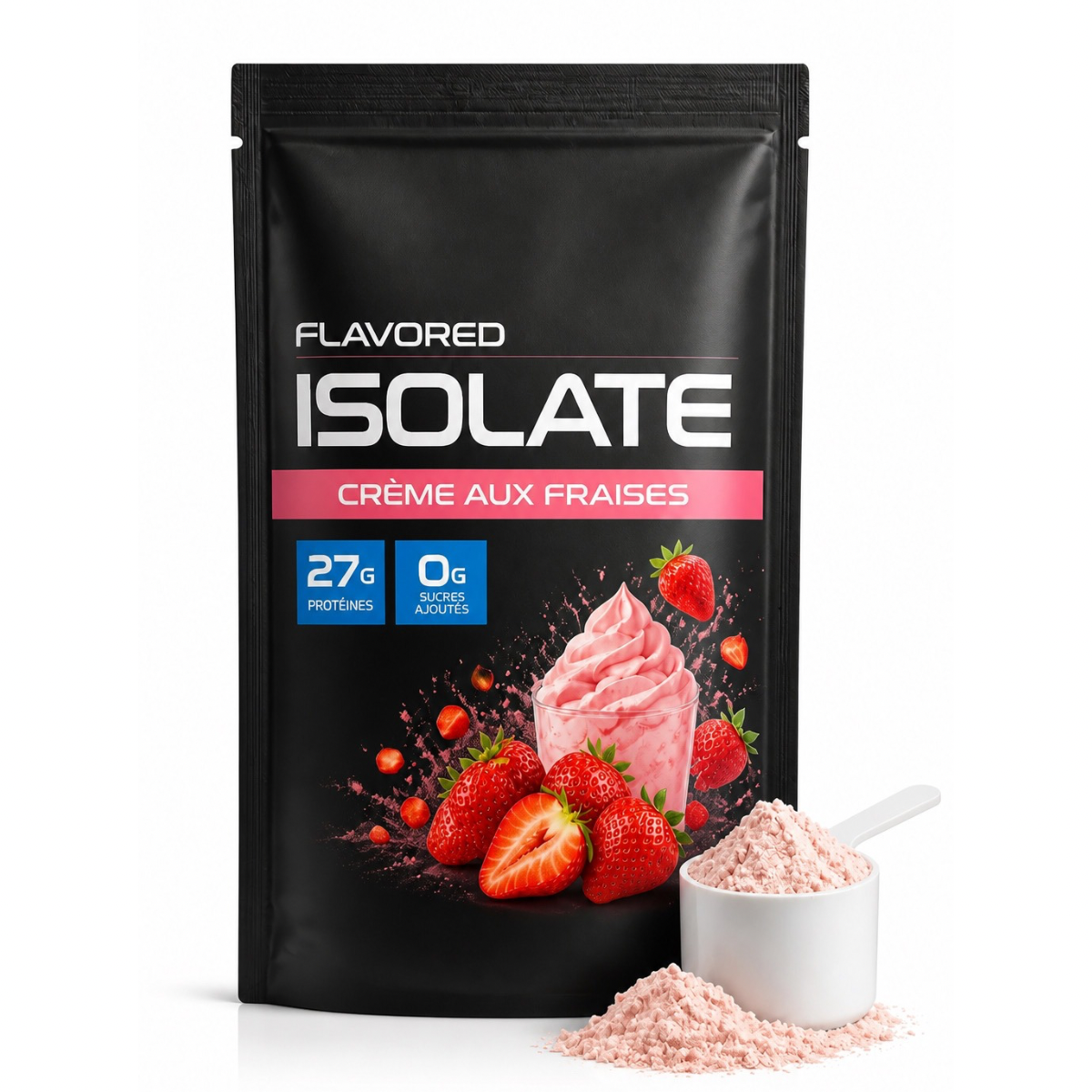 Protein ISO et collagène bovin Individuel Crème aux fraises