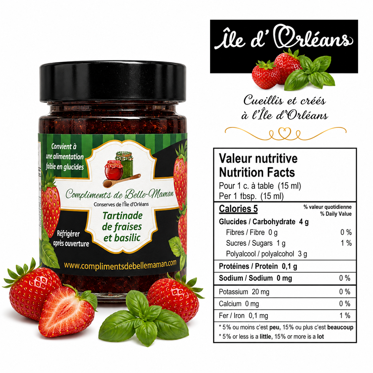 Tartinade de fraises et basilic 212ml – Image 2